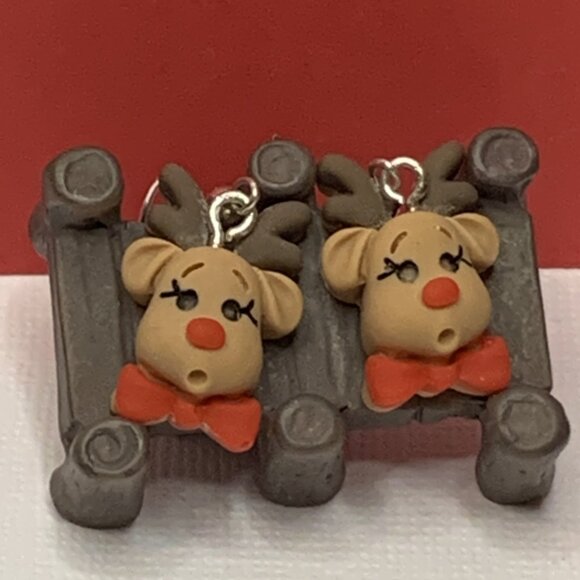 Reindeer Earring, Rudolph Earring, Gift Idea, Christmas Earring, Holiday Earring - Picture 3 of 6